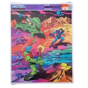 Vintage Mattel 1984 MOTU Golden He-Man Battlecat Frame Tray Puzzle. New